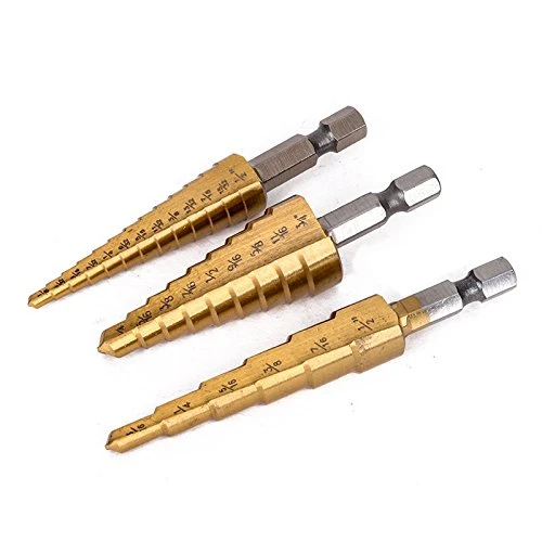 3PCS/Set High Speed Steel Titanium Step Drill Bit Set with Pouch Impact Driver Compatible 28 (1/8-3/4′′)