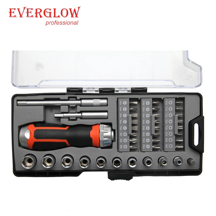 38PCS Ratchet Screwdriver Setwith Bits Sockets