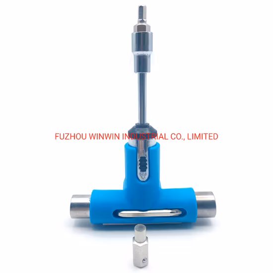 올인원 스케이트 도구, T형 알렌 렌치 및 L형 십자 드라이버가 포함된 다기능 스케이트보드 도구, 래칫 스케이트 도구(WW-ST04)